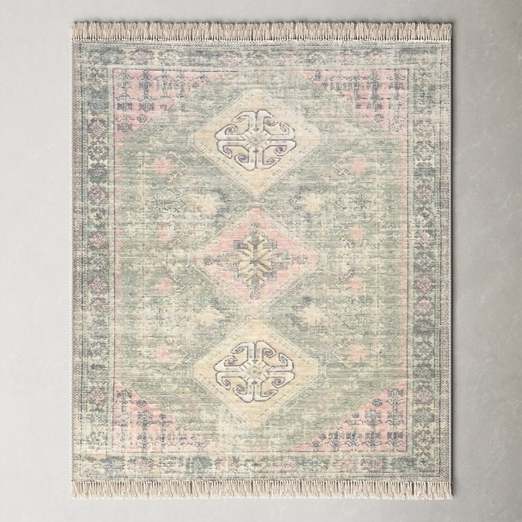 Tucson Oriental Handwoven Green/Khaki Area Rug 6’x9”Ft